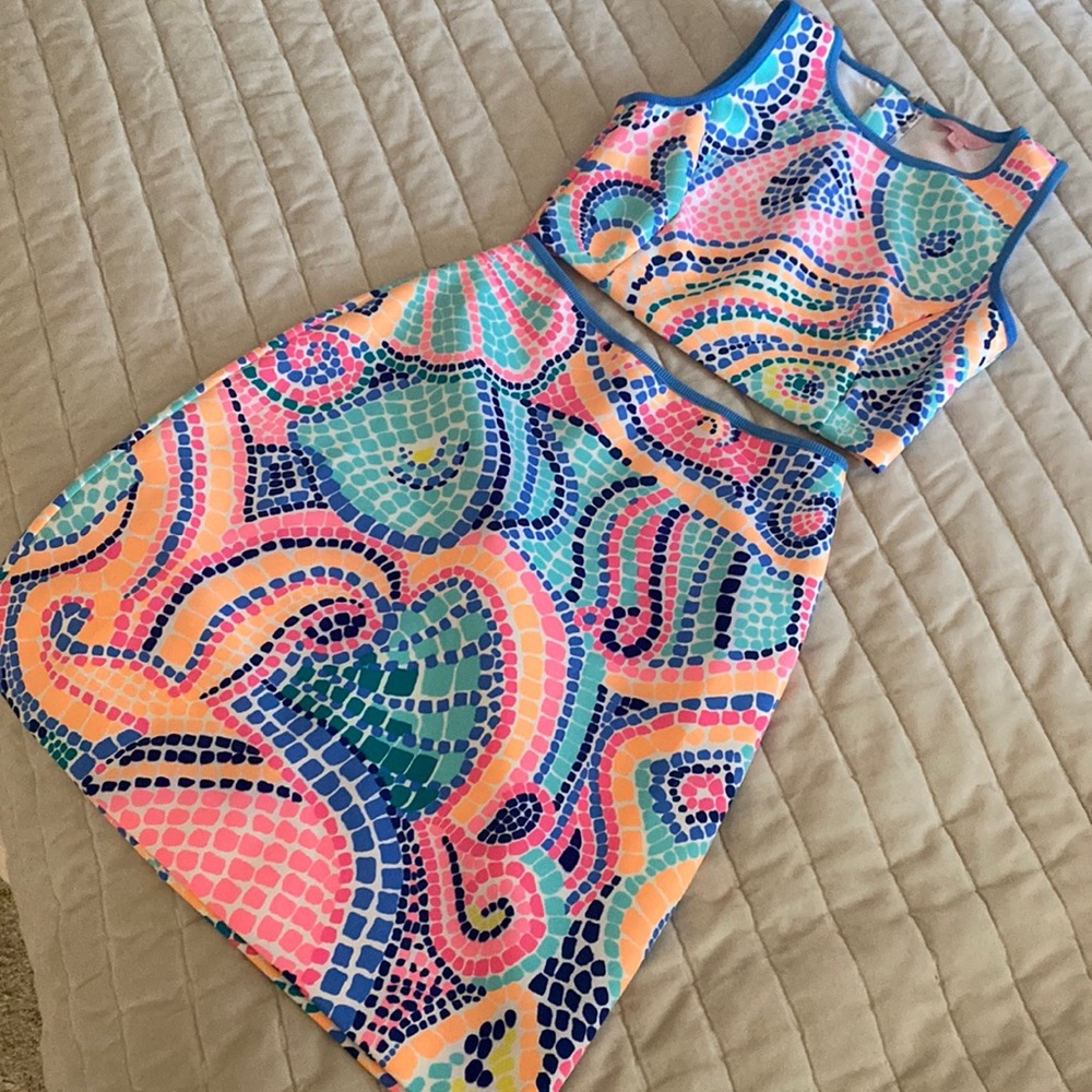 Tile Wave Kennedy 2 piece Crop and skirt set